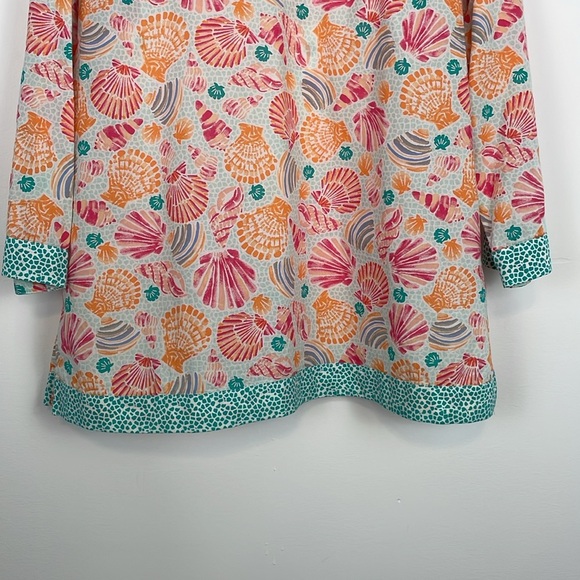 Talbots Cabana Life Seashell Print Tunic Top/Coverup. Size Large Petite. - Picture 3 of 12